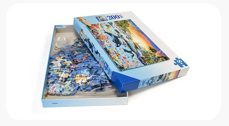 Kundenspezifisches pädagogisches Kinderspielzeug 200 Stück blaue Papppapierpuzzles für Kinder