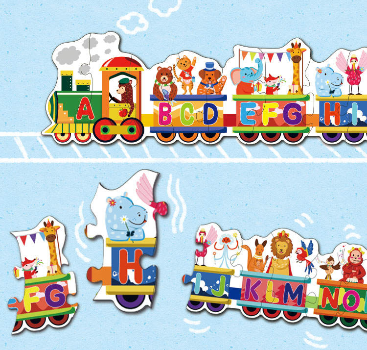 Umweltfreundliches Kinder-Cartoon-Spielzeug-Puzzle 12- und 16-teiliges 2-in-1-Holzpuzzle